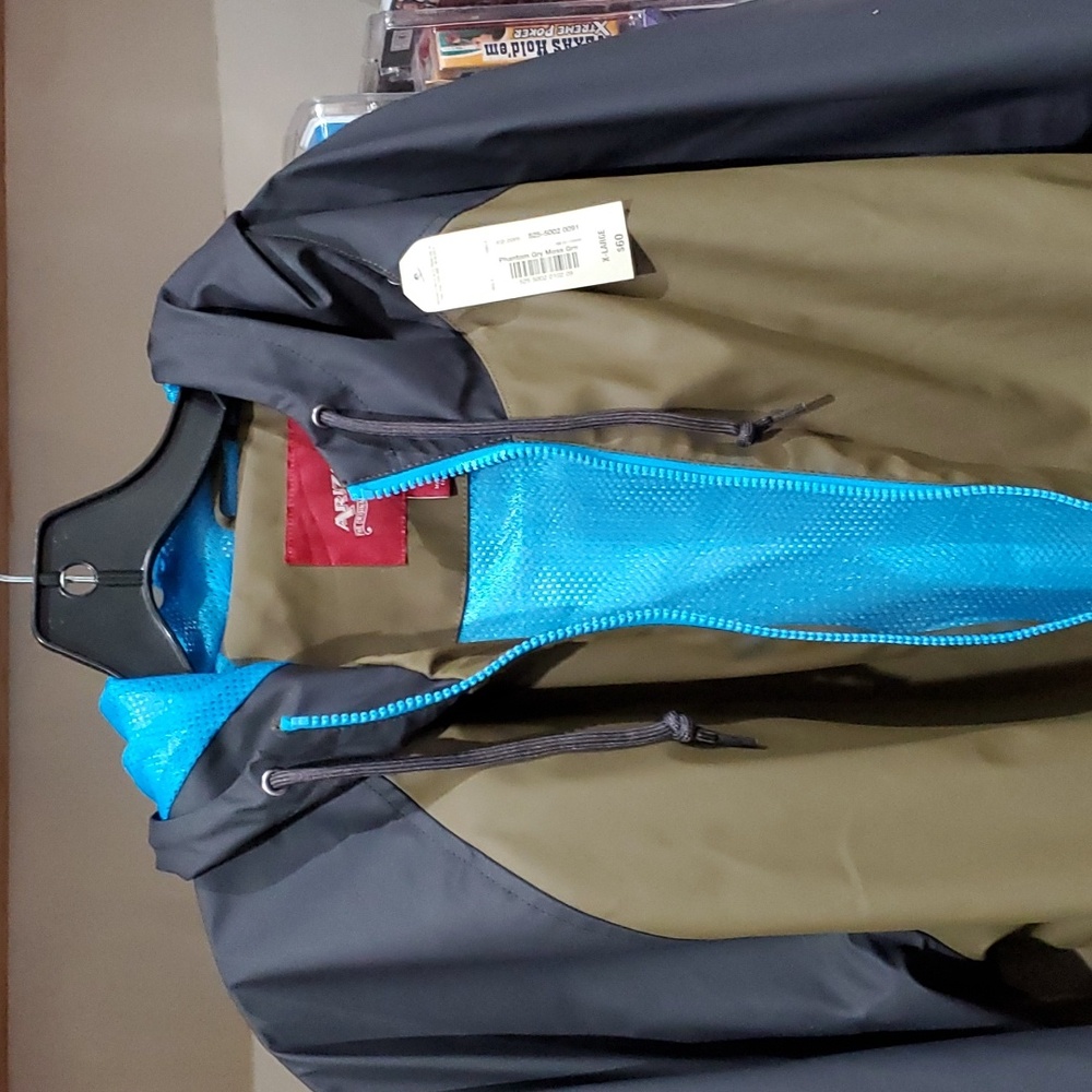 Men's Arizona Jeans Rain Jacket Size XL Phantom Gray and Moss Green NWT